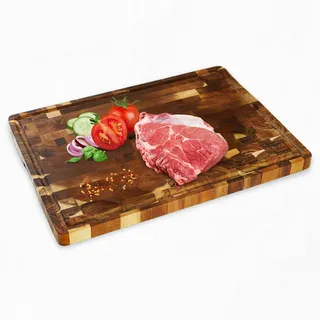 Zayiko Schneidbrett aus massivem Akazienholz mit Saftrinne,