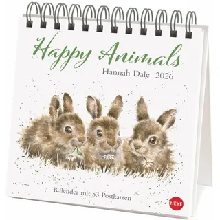 heye / heye kalender Hannah Dale: Happy Animals Premium-Postkartenkalender 2026