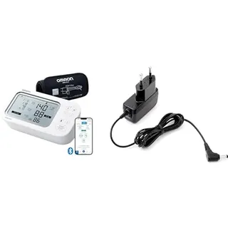 OMRON X7 Smart AFib Oberarm-Blutdruckmessgerät, Vorhofflimmern Erkennung, 2 Benutzer, Intelli Wrap Manschette 22-42cm + OMRON Netzteil Universal (HHP-CM01 Adapter)
