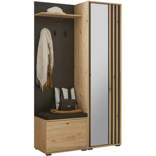 HBZ Kompaktgarderobe Volano Eiche Artisan, Nachbildung schwarz B/H/T: ca. 114x197x40 cm