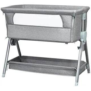 Goplus - 2 in 1 Beistellbett, Babybet mit 6 stufigen Hoehenverstellung und Aluminiumrahmen, Kinderbett inkl. Matratze, Zustellbett mit Rollen,