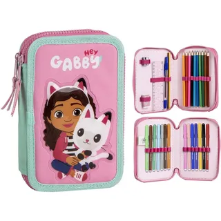 Cerdá LIFE'S LITTLE MOMENTS Federmäppchen mit Zubehör Gabby's Dollhouse mit Filzstiften, Bleistiften und Kugelschreibern, komplettes Federmäppchen für Kinder mit Design des Puppenhauses von Gabby