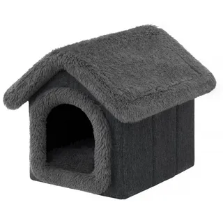 Hobbydog Hundehütte Hundehöhle Tierbett Lama mit Kuschelkissen und Reißverschlussdach, faltbar, leicht, platzsparend, 5 Größen schwarz R2 (44 x 38cm)