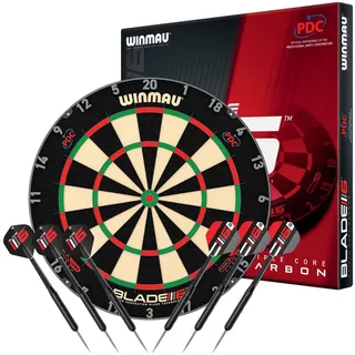 Winmau Dartscheibe Winmau Blade 6 Triple Core Set mit 2 Sets Darts, (Dartscheibe mit Dartpfeilen)