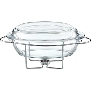Ambition Saule 4.5L hitzebeständige Schale mit Heizung auf einem Gestell - Transparent/Silber