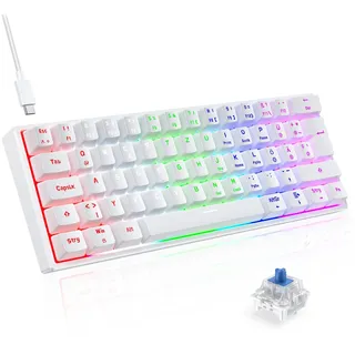 TECURS Gaming Tastatur Blaue Schalter DE