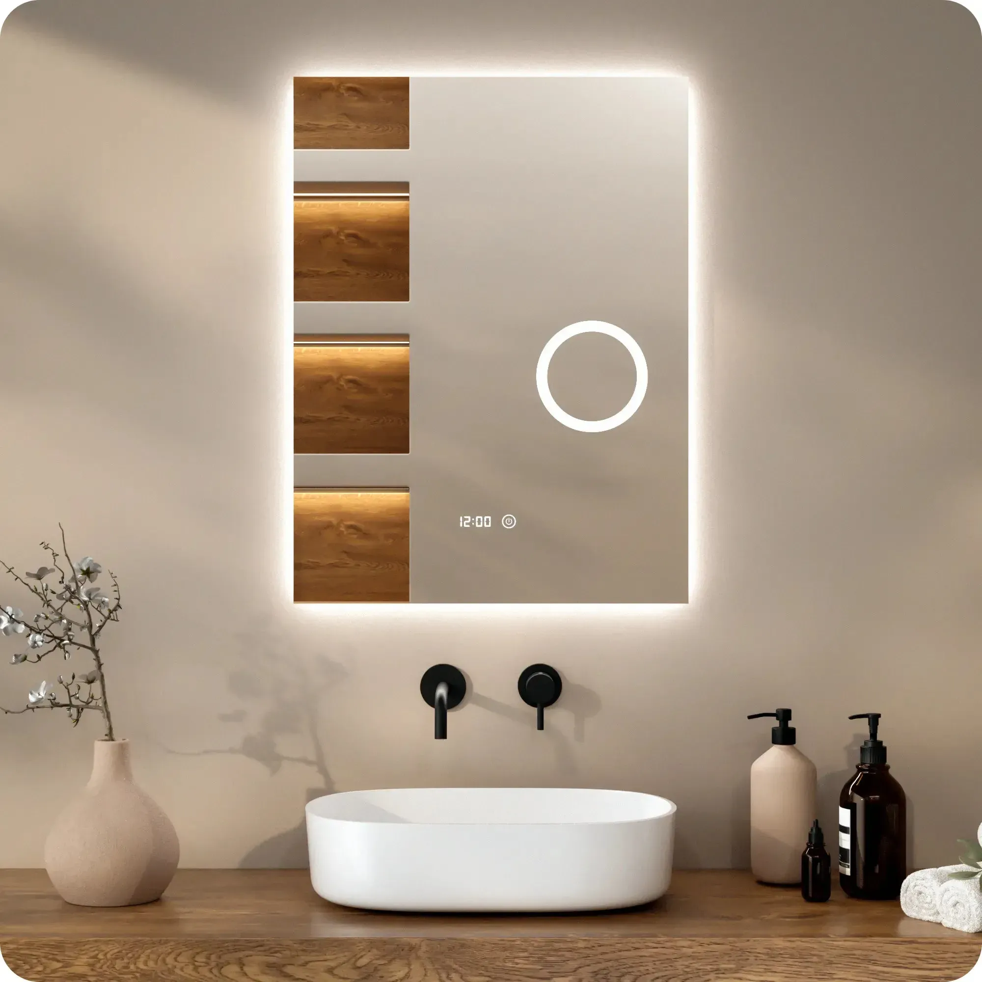 Badezimmerspiegel – 60x80 cm – Rahmenlos - Rechteck