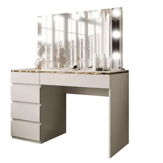 lookway Schminktisch, Kaschmir, Uni, 5 Schubladen, seitenverkehrt montierbar,Rechteckig, 120x145x55 cm, Schlafzimmer, Schminktische