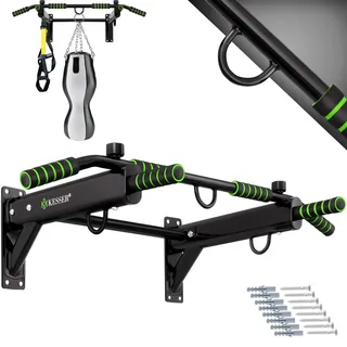 Kesser KESSER® 4in1 Klimmzugstange zur Wandmontage rutschfesten Griffen zusätzliche Funktion für Seile Ringe und Boxsäcke mit verschiedenen Griffpositionen sicher & stabil Pull Up Bar für zuhause