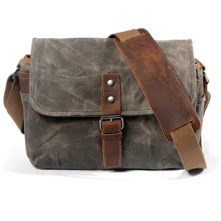 FUNSEED Kameratasche aus gewachstem Segeltuch für Damen und Herren, mit wasserdichtem Design, kompakte Crossbody-Tasche für DSLR/SLR/spiegellose Kameras (grün)