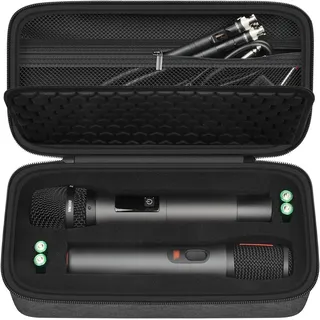Drahtlose Mikrofonhülle für JBL Drahtlose Zwei Mikrofonsystem DIY Schaum Passt auch zum Singen für TONOR für Shure für Bietrun für ALPOWL, Reciver, Audiokabel, Netzkabel- Small(Nur Box)(schwarz)