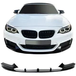 Front Spoiler Ansatz Lippe Stossstange Performance Look+ABE+ passend für F22 schwarz glänzend  2-teilig passend für BMW 2er F22 / F23, 2013-2020