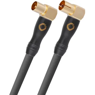 OEHLBACH Transmission Shift HD Antennenkabel gewinkelt, 90 Grad (Made in Germany - 4K UltraHD Koaxial Kabel für TV, Radio, Kabelfernsehen - HDTV, 4-Fach Schirmung) - 3m anthrazit