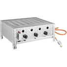 GastroHero Gas Tischbräter mit 3 Brennern, 11 kW, 650x570x270 mm, Outdoor Kombibräter Tischgrill für Gastronomiebedarf