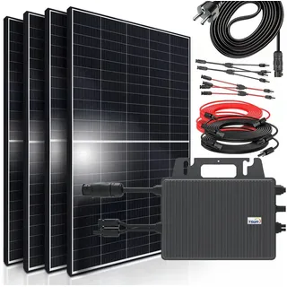 SUNNIVA® Balkonkraftwerk 800W komplett Steckdose - TSUN 800W Wechselrichter - PV Solaranlage Komplettset - 4x 450W (1800W) Solarmodule - inkl. 5m Kabel - Bluetooth, WIFI