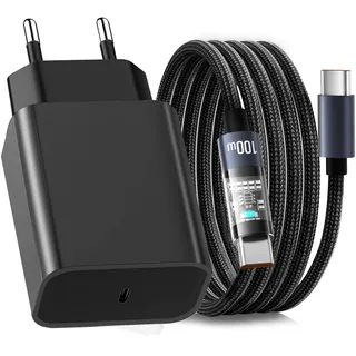 45W Ladekabel Handy Ladegerät für Samsung Galaxy A56 A36 S25 Ultra S24 S23 A55 A54 S22 S21 S20 Fe Note20 S10 S9, Netzteil Schnellladekabel für Huawei USB C Schnellladegerät Adapter