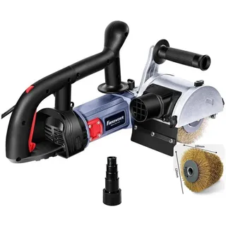 fanzwork V2 1500 Watt Satiniermaschine Schleifmaschine Bürstenschleifgerät zur Renovierung von Oberflächen, mit Staubsaugung-Anschluss, Drehzahlregelung, Kugelgriff, Stahldrahtbürste