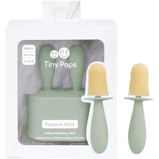 ezpz Tiny Pops (2er-Pack) – Eis am Stiel-Eis am Stiel-Form aus Silikon für Kleinkinder – leicht zu greifen für Babys – spülmaschinenfest – ab 4 Monaten (Salbei)