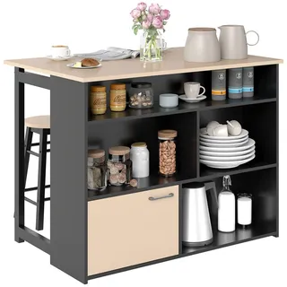 Homcom Bartisch Mehrfarbig, Holz, 116x89.5x70 cm, Essen & Trinken, Barausstattung