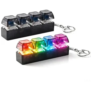 1 Stück Tastatur Fidget Spielzeug mit LED Licht, Transparente Mini-Antistress-Tastatur, Lustige Tastatur Schlüsselanhänger Clicker für Stressabbau Erwachsene Büro Schule Reisen