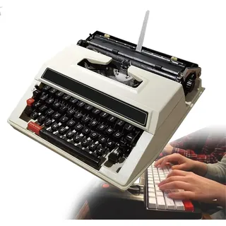 Tragbare Manuelle Schreibmaschine – Vintage, Klassische Retro-alte Schreibmaschine Für Schriftsteller – Doppelspule, Schwarzes Rotes Band – Traditionelle Schreibmaschine, Klassische Textverar(Color:A)
