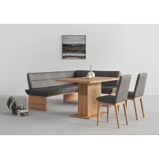 Home Affaire Eckbankgruppe »Beluna + Cross Essecke Sitzgruppe Eckbank Küchenbank BESTSELLER«, (Set, 4 tlg., Eckbank, 2 Stühle und Tisch), Sitzgruppe Esszimmer Stühle Tisch und Bank bequem gepolstert grau