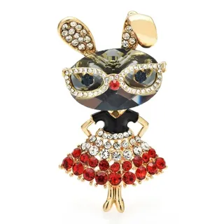 Fopytu Weihnachten Kaninchen Brosche Strass Kristall Häschen Broschen Anstecknadeln Abzeichen für Frauen Mädchen Neujahrsgeschenke
