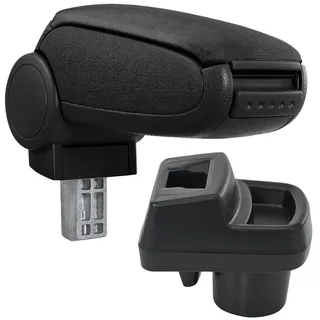 pro.tec Mittelarmlehne passend für Opel Corsa F ab 2019 mit Staufach gepolsterte Armauflage Mittelkonsole Textil Schwarz mit schwarzen Nähten