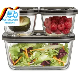CASO Vacuboxx Eco-Set - 3 Vakuumbehälter Aus Borosilikatglas, Bpa-Frei, Inkl. Va
