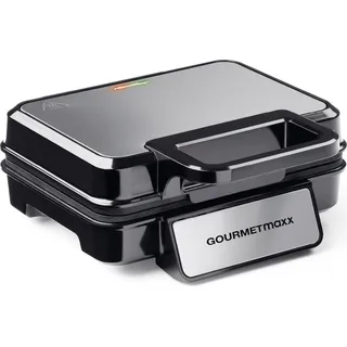 GOURMETmaxx Waffeleisen Belgische Waffeln 1200W Edelstahl/schwarz | Schwarz/Silber