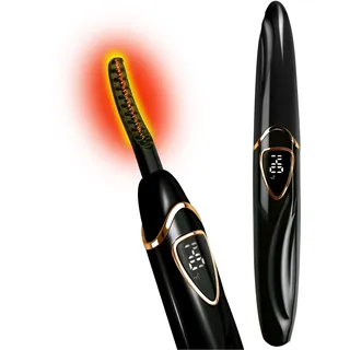 Tehoi S600 Beheizte Wimpernzange – Genaue Temperatursteuerung, intelligente automatische Abschaltung für natürliches Make-up und langanhaltende Locken (Black+Silver)