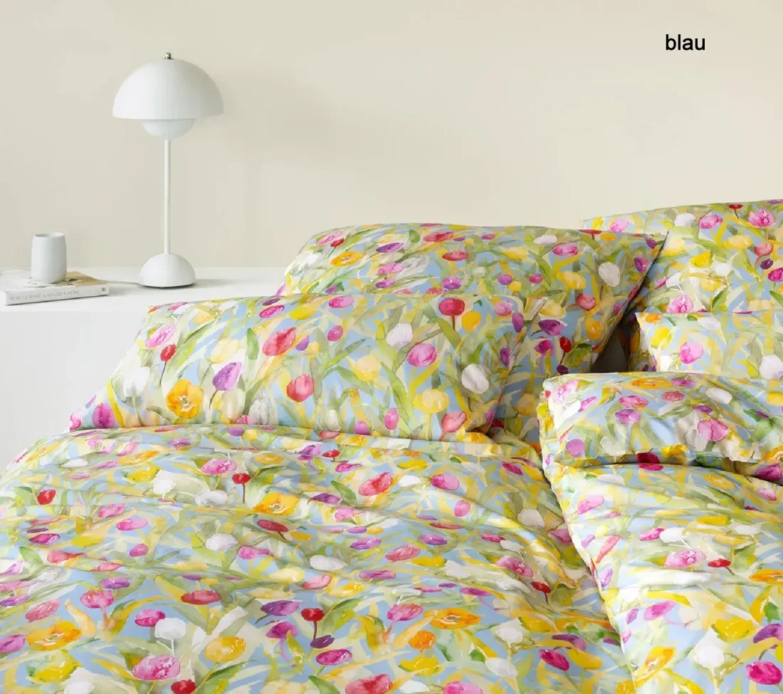 Elegante Mako-Satin Bettwäsche Tulpen