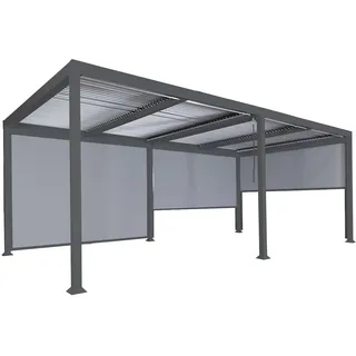 Mendler Alu Pergola HWC-L41 3 x 6 m inkl. 3 Seitenteile Anthrazit