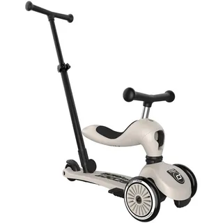 Scoot & Ride Scoot and Ride Highwaykick 1 Push Go - & Kinderroller 2in1 mit Schiebestange, höhenverstellbar, ab 1 Jahr, mit Safety Pad & Fußrasten, Farbe: Ash