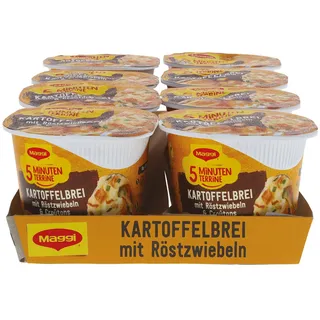 Maggi 5 Minuten Terrine Kartoffelbrei mit Röstzwiebeln 56 g, 8er Pack