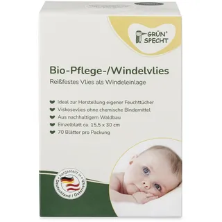 Grünspecht Naturprodukte GRÜNSPECHT Bio-Pflege-/Windelvlies, Einlage für Stoffwindeln, 100% biologisch abbaubar, weich, reißfest & saugstark, Spendersystem für Wickeltisch, 70 Blätter (699-00)