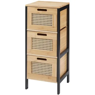 [en.casa] Tervola Badkommode 30 x 72 x 30 cm Schwarz/Bambus
