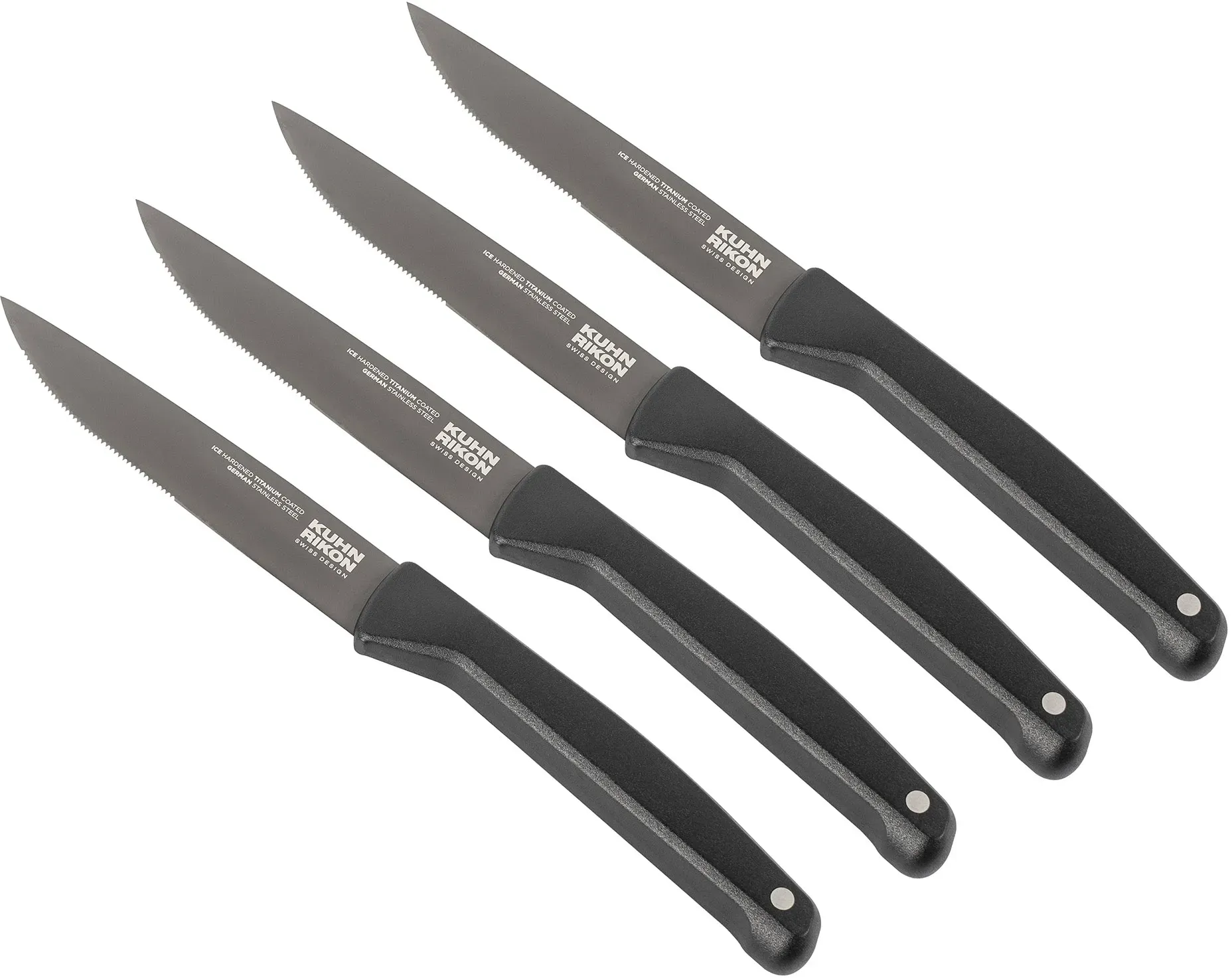 KUHN RIKON Messerserie ICED titan-beschichtet Steakmesser 10,5 cm 4 Stück im Set