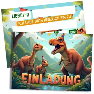 ZETTMANN® 10 Stück Dinosaurier Einladungskarten Kindergeburtstag Junge Mädchen - die Dino Party Karten als Dino Einladung für Jungen Mädchen Kinder I Dino Geburtstag I Dinosaurier Kinderparty (Dino)