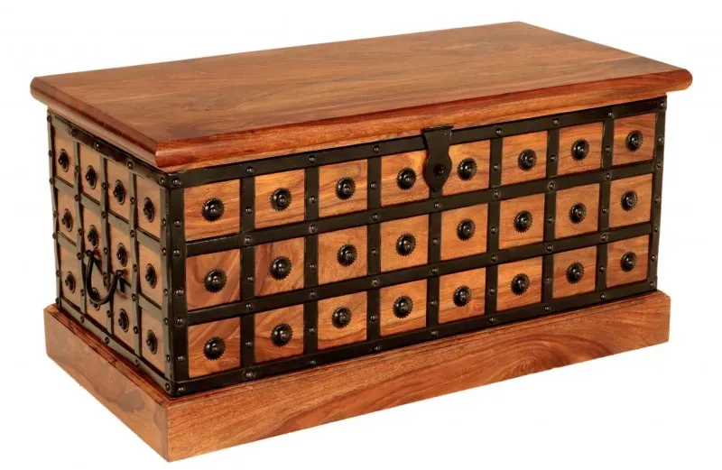 Truhe Jali 90x45x45 aus indischem Sheesham-Massivholz
