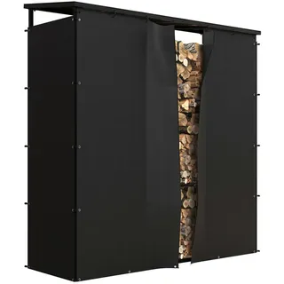 Outsunny Kaminholzregal 185 x 62 x 184 cm Brennholzregal mit wasserdichter Abdeckung, Feuerholzregal für Outdoor, Indoor, bis 2000 kg,