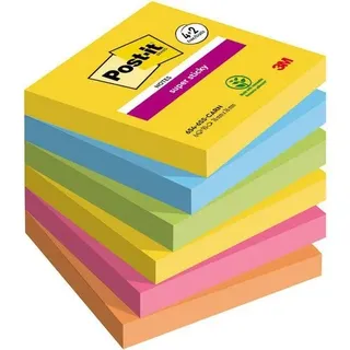Post-it 7100259230 Klebezettel Quadratisch Blau, Grün, Orange, Pink, Gelb, 90 Blätter Selbstklebend