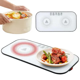 Warmhalteplatte, Fancysky 18 * 37 CM Wärmeplatte Essen, Grillgut Warmhalten, Tragbare Kochplatte, Speisenwärmer, für Kleine Wohnungen, Küchen, Esstische, Büros, zum Aufwärmen von Pizza