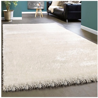 Paco Home »Touch 100«, rechteckig, 49 mm Höhe, weicher Uni Shaggy Hochflor Einfarbig Flauschig Glänzend In weiß