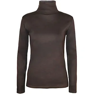 WearAll Damen Rollkragenpullover, langärmelig, Stretch, einfarbig Gr. 46-48, braun - 46-48
