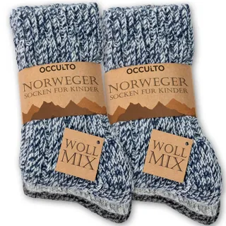 Occulto Kinder Warme Wollsocken 6er Pack (Modell: Niki) Blau Mix 19-22 - 19-22