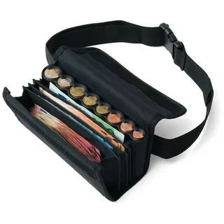 Securina24 Kellnertasche Kellnerbörse mit 8 Fach Euro - Geldwechsler - Tragegurt (schwarz)