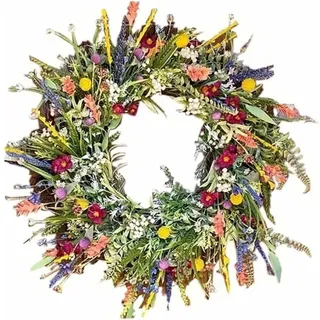 Frühlings-Sommer-Türkranz für die Haustür, künstlicher Wildblumen-Frühlingskranz