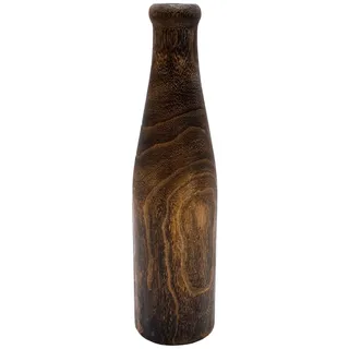 Spetebo Holz Blumenvase Xxl Flasche braun - 40 cm - Deko Vase für Kunstpflanzen - Tischdeko Fensterdeko für Pampasgras Trockenblumen