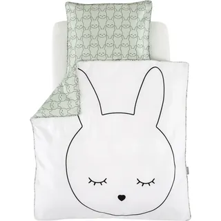 Träumeland Babybettwäsche "kuschelweiche Bettwäsche Kuschelhase", grün (weiß, mint), B/L: 80cm x 80cm, 1 Stk., 1 Stk., Jersey, B/L: 35cm x 40cm, 2 Stk., Jersey, Obermaterial: 100% Baumwolle, Bettwäsche
